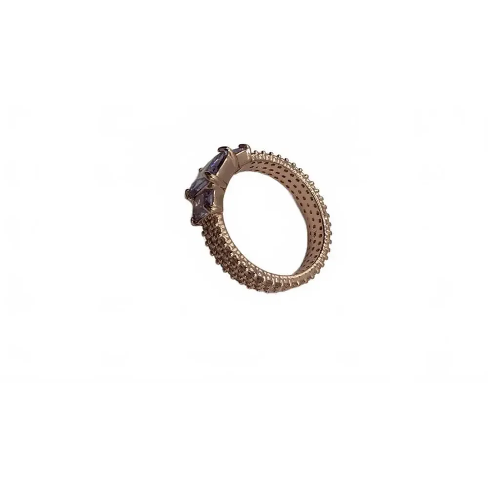 Elegant Rose Gold Plated Ring with Purple Gemstones Size 8 - Picture 2 of 9